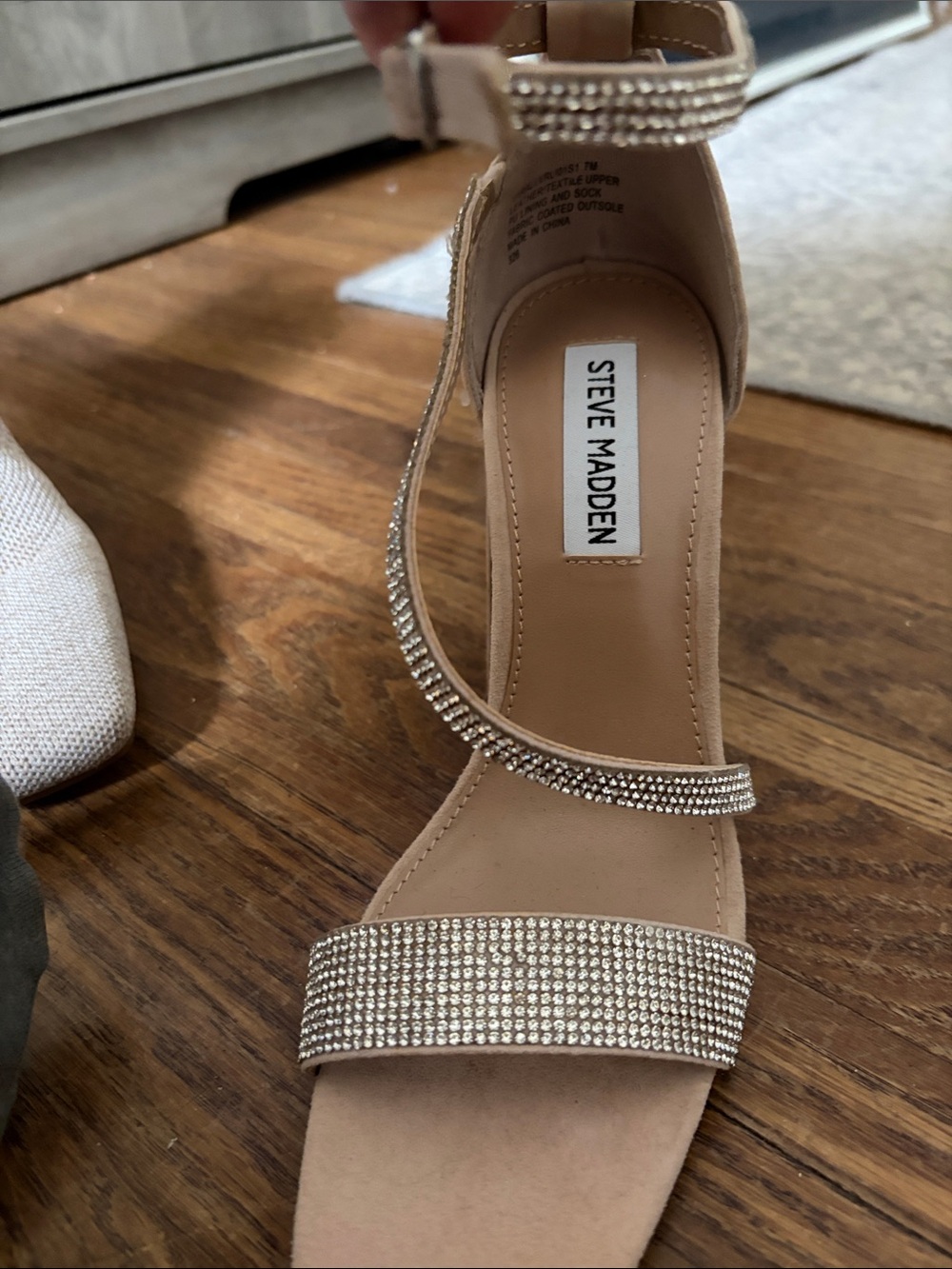 Steve Madden Nude Rhinestone Ankle-Strap Sandal